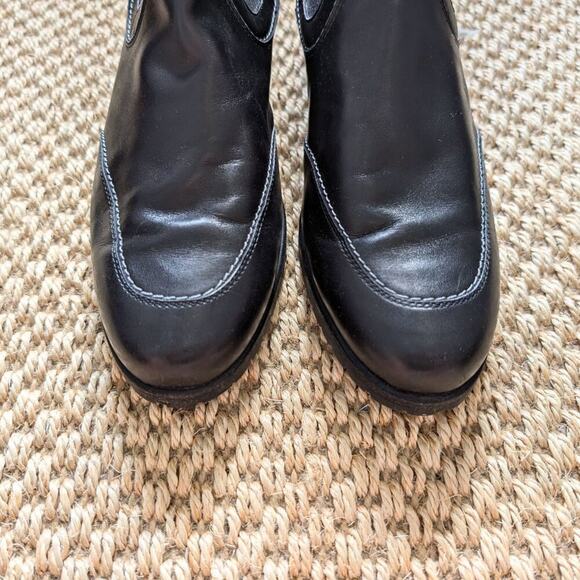 SALVATORE FERRAGAMO Ankle Boots, Black Leather, Low Heel, size 6.5 - Picture 4 of 10